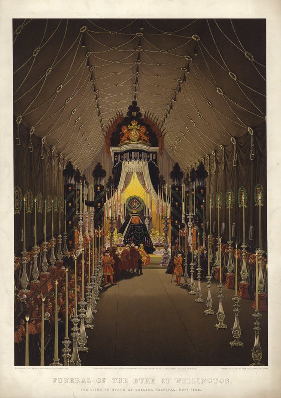 Funeral of The Duke of Wellington, the lying in state in Chelsea Hospital, November 1852 by Louis Haghe