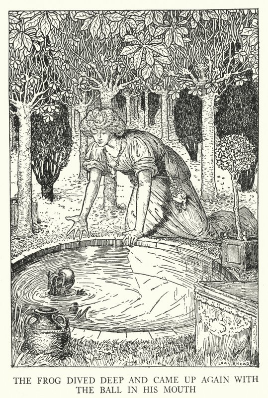 The Frog Dived Deep and Came Up Again with the Ball in His Mouth (litho) by Louis John Rhead