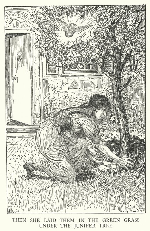 Then She Laid Them in the Green Grass Under the Juniper Tree by Louis John Rhead