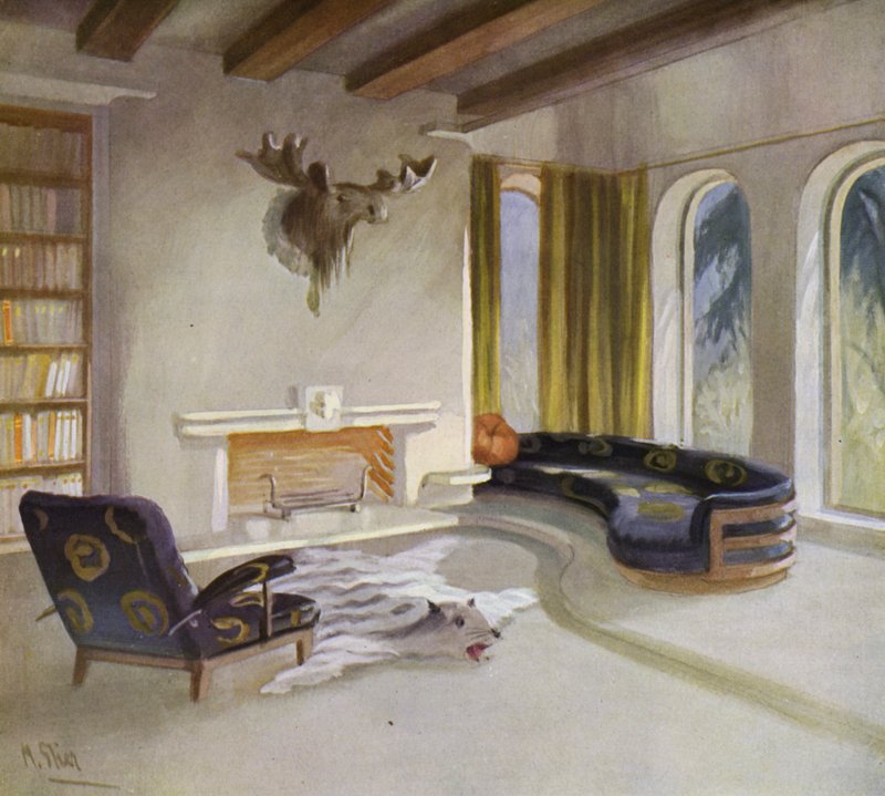 1930s Interiors: Smoking Room in a Country House by M. Stier