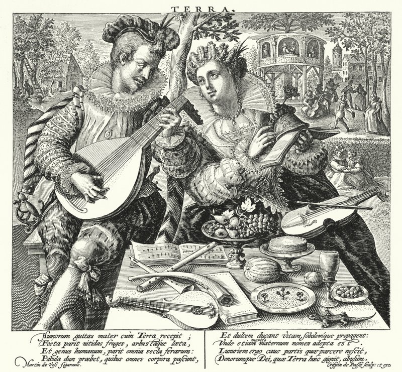 The Pair of Lovers Playing Music by Maarten de after Vos