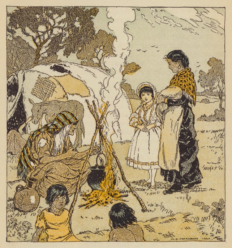 Maggie Tulliver with the gypsies, scene from The Mill on the Floss, by George Eliot by Malcolm Daniel Charleson