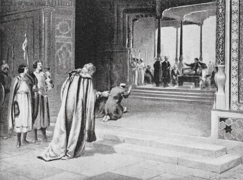 Geoffrey de Langley with Bar Sauma Before Arghun Khan by Margaret (after) Dovaston
