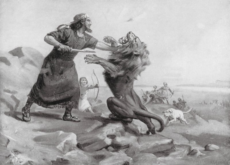 Tiglath-pileser I Slaying a Lion by Margaret (after) Dovaston
