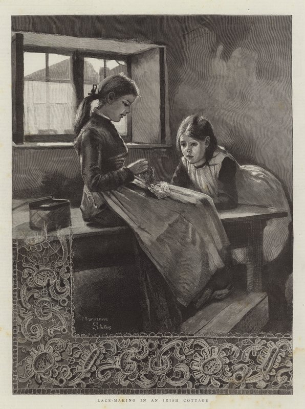 Lace-Making in an Irish Cottage by Marianne Stokes