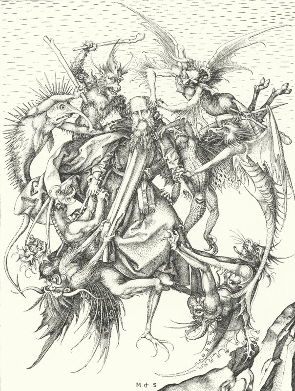 Temptation of St Anthony by Martin (after) Schongauer