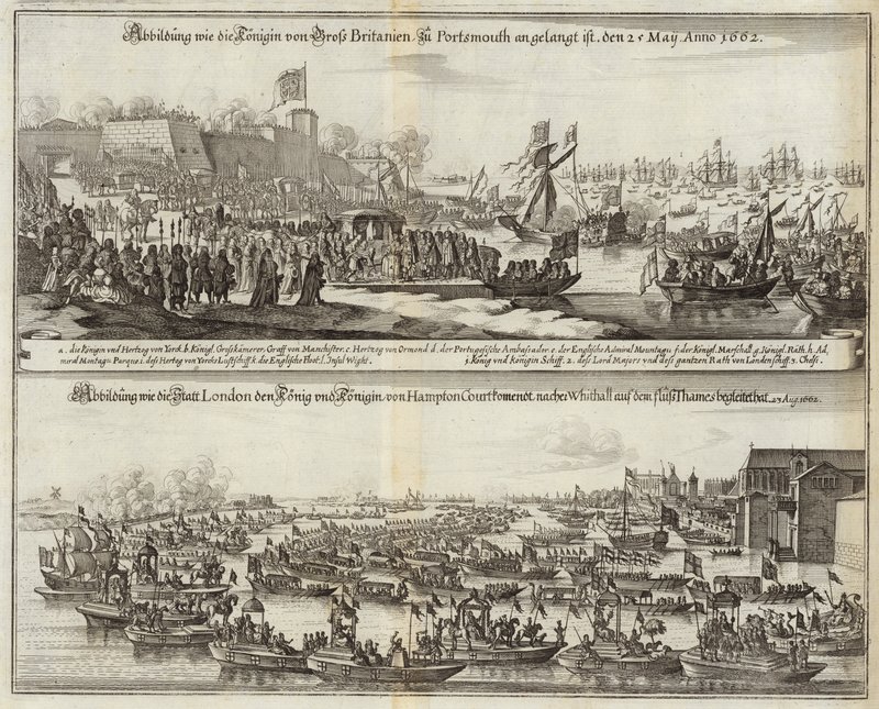 Crowds gather for Royals in Britain in 1662 by Mattaus the Younger Merian