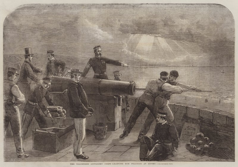 The Volunteer Artillery Corps Learning Gun Practice at Hythe by Matthew Somerville Morgan