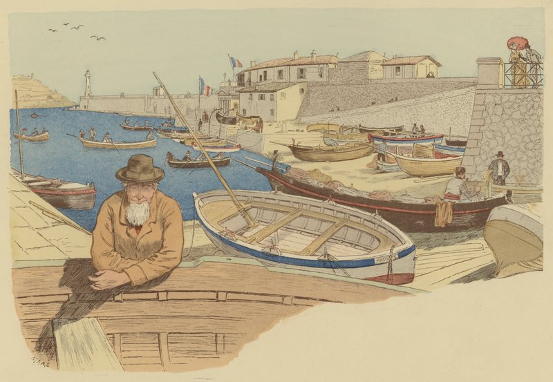 Typical boatman in the harbour at Nice, France by Maurice Charles Mathieu Bonvoisin
