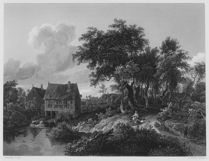 The Old Mill, from the picture in the Royal Collection by Meindert (after) Hobbema