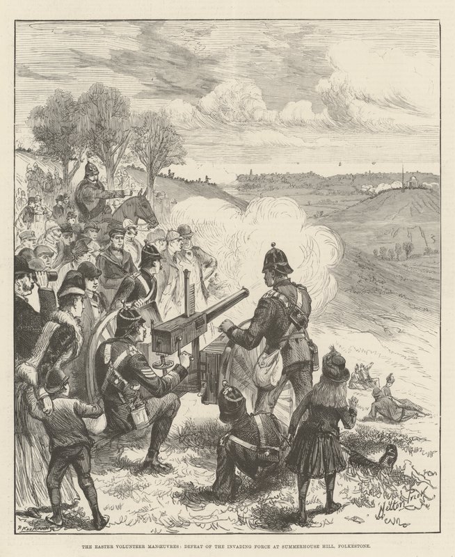 The Easter Volunteer Manoeuvres, Defeat of the Invading Force at Summerhouse Hill, Folkestone by Melton Prior