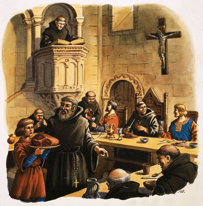 Novices Serving Meals in Refectory by Michael Godfrey