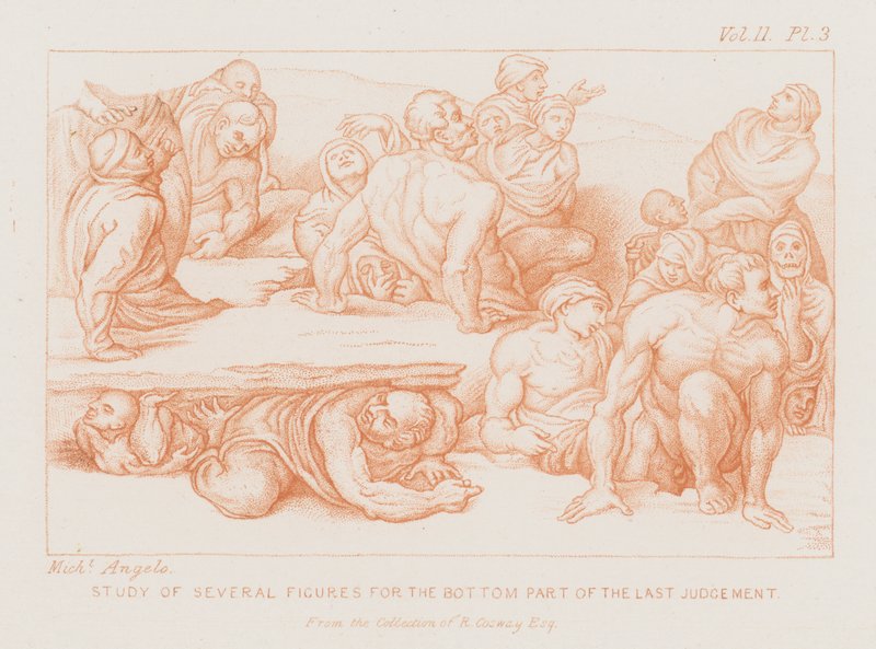 Study of several figures for the bottom part of The Last Judgement by Michelangelo (after) Buonarroti