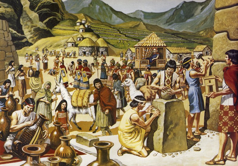 Everyday life in an Inca community by Mike (20th century) White