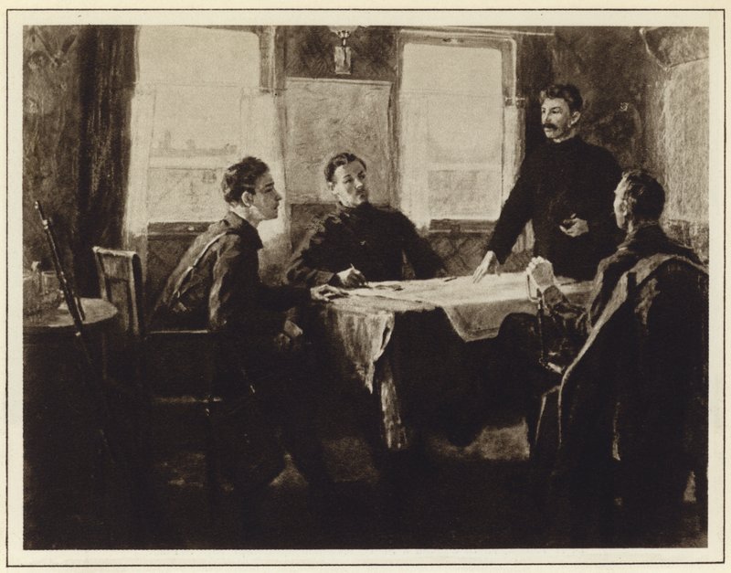 Joseph Stalin in the Headquarters Wagon in Tsaritsyn, Russian Civil War by Mitrofan Borisovic Grekov