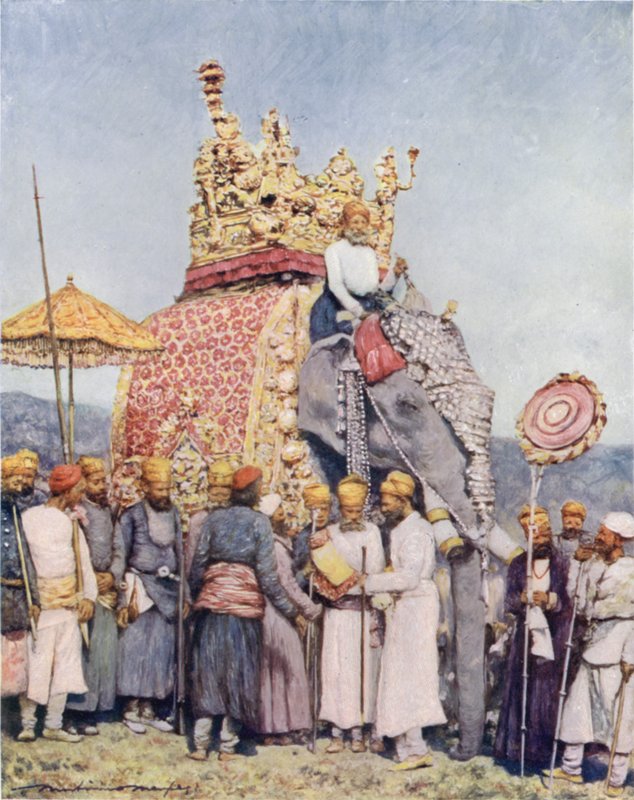 An Elephant and Retainers from Bikanir by Mortimer Ludington Menpes