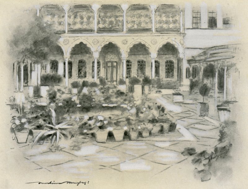 Courtyard in Damascus by Mortimer Ludington Menpes