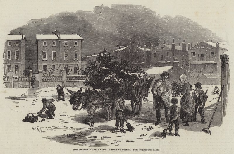 The Christmas Holly Cart by Myles Birket Foster