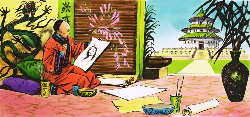 Prince Khan draws the portrait of the beautiful girl he has seen in his dream by Nadir Quinto