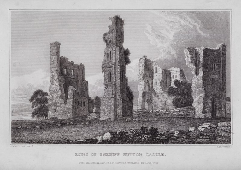 Ruins of Sheriff Hutton Castle by Nathaniel (after) Whittock