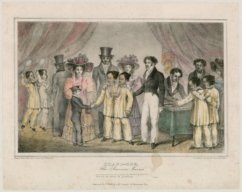 Chang-Eng, the Siamese Twins, 1829 by Nathaniel Whittock