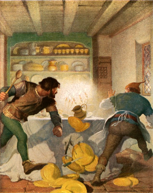 Little John fights with the cook in the Sheriff