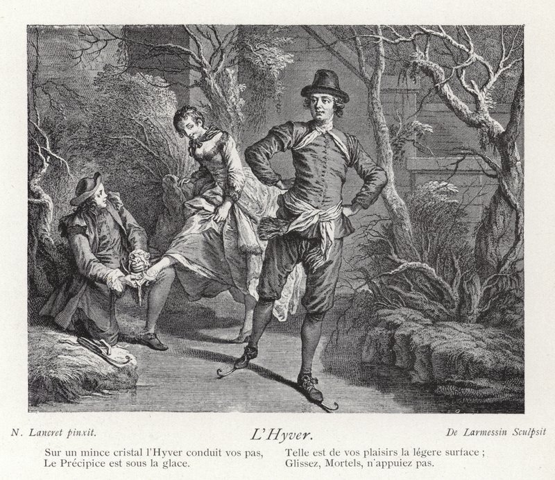 Winter, Depicting a Group of People Ice Skating by Nicolas Lancret