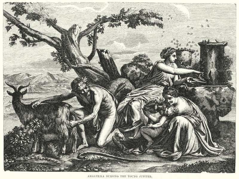 Amalthaea Nursing the Young Jupiter by Nicolas Poussin