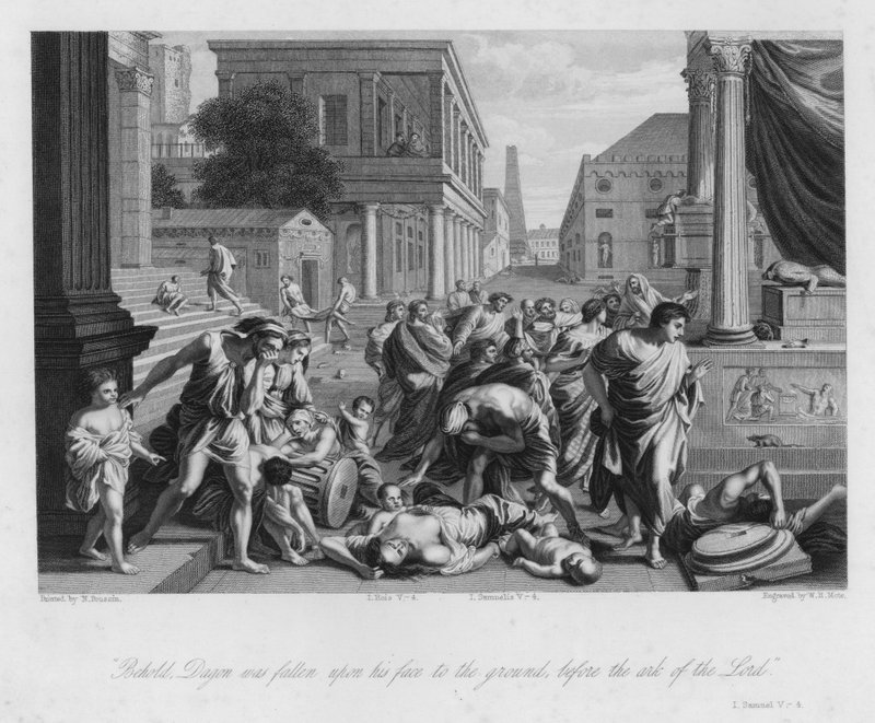 The Fall of Dagon, I Samuel V, 4 by Nicolas (after) Poussin