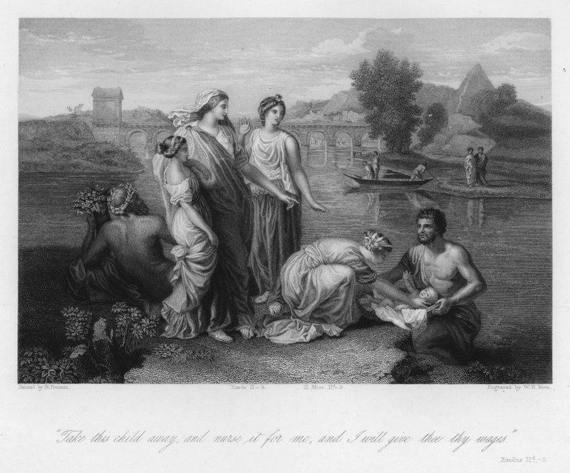 The Finding of Moses (engraving) by Nicolas (after) Poussin