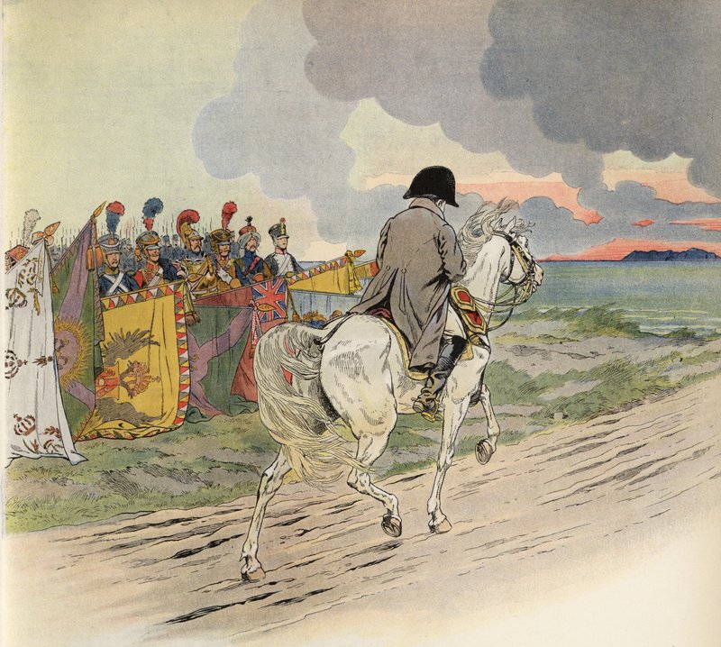 Imaginary Picture of Napoleon on Horseback, Receiving the Respect of the Soldiers of Europe by Onfray de Breville Job