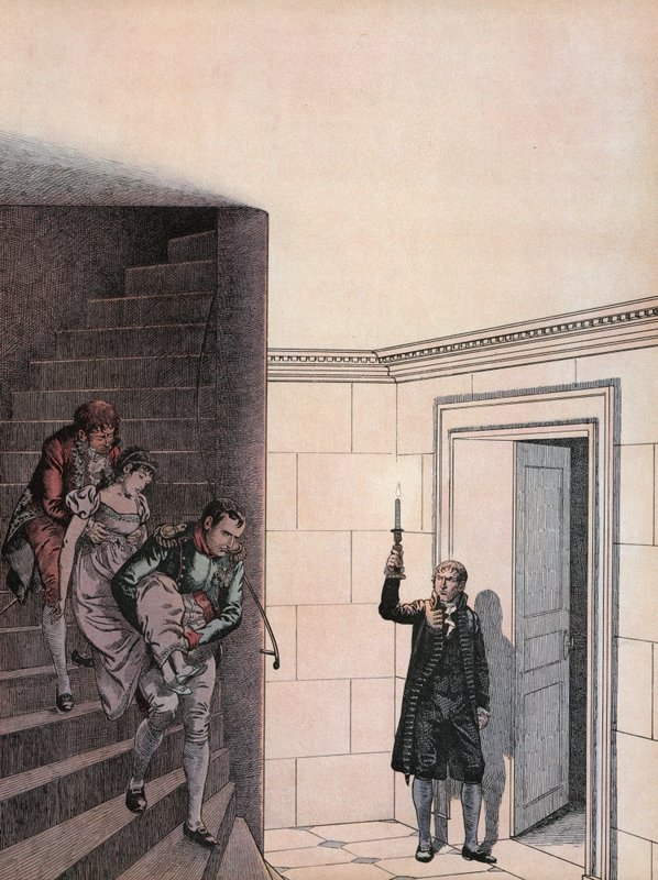 Josephine Being Removed Down a Staircase by Napoleon by Onfray de Breville Job