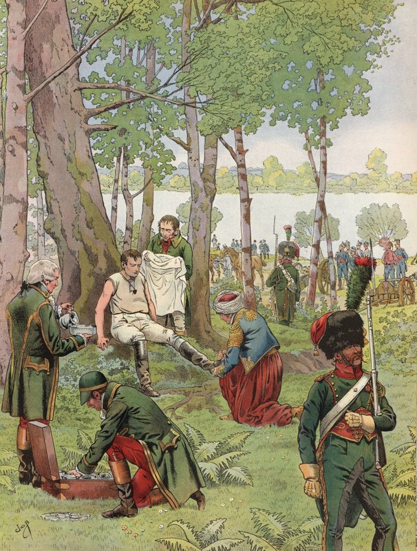 Napoleon Having His Boots Removed and His Meal Prepared by Onfray de Breville Job