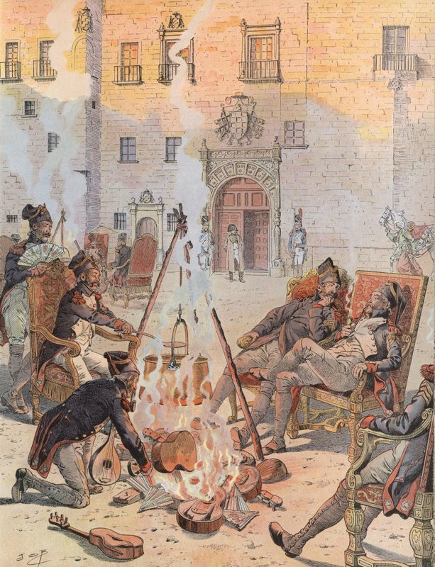 Napoleon Witnessing Some of His Troops Relaxing at Burgos by Onfray de Breville Job