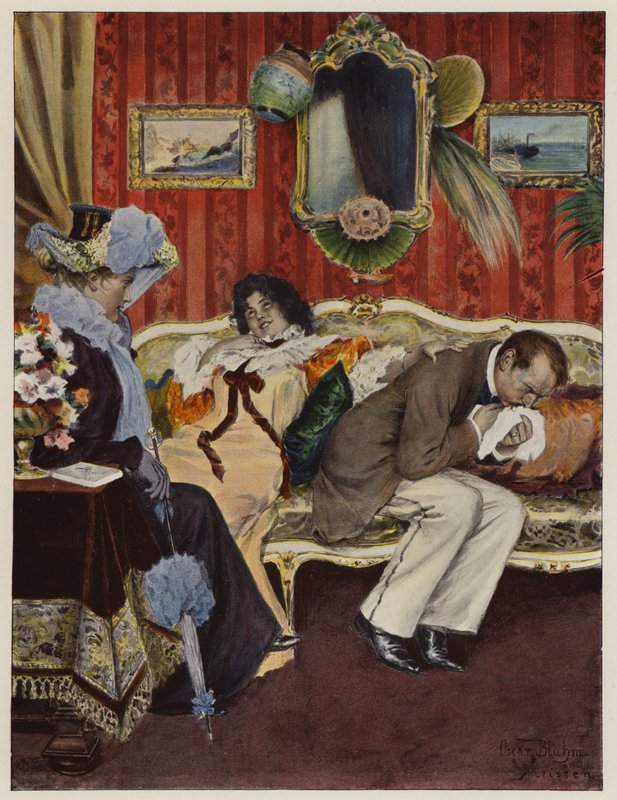 Newlywed Couple on Their Honeymoon, with the Husband Suffering from a Cough by Oscar Bluhm
