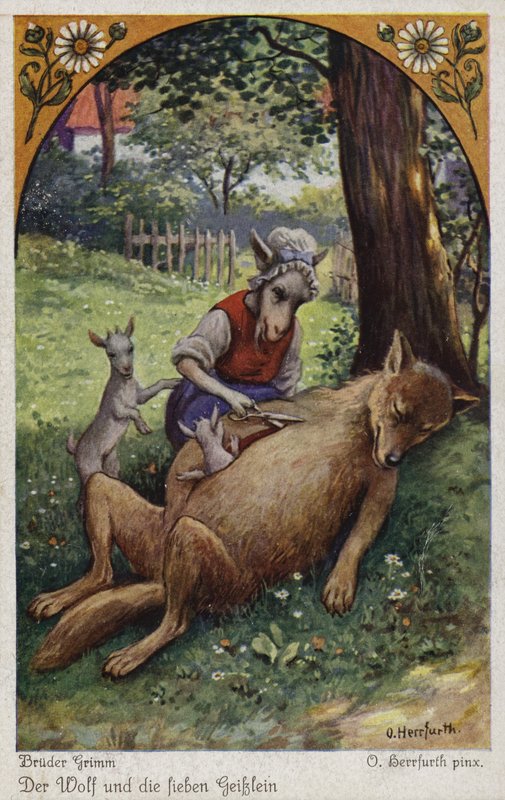 Scene from The Wolf and the Seven Young Kids, by the Brothers Grimm by Oskar Herrfurth