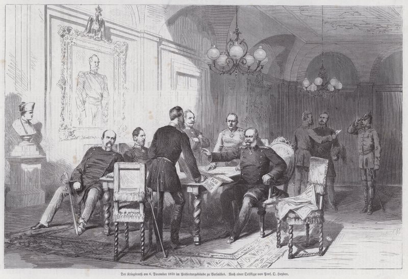 Prussian Army Commanders Holding a Council of War in Versailles, Franco-Prussian War, 6 December 1870 by Otto Johann Heinrich Heyden