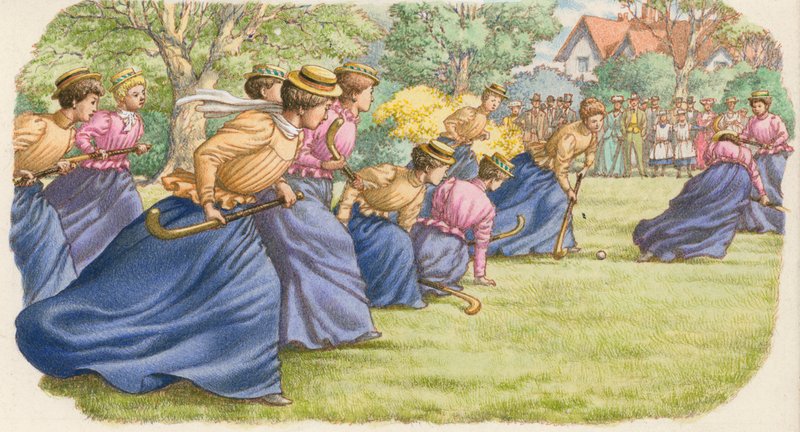 Hockey, as Played by Women in Long Skirts by Pat (1907-95) Nicolle