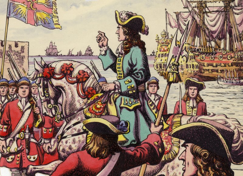 King William III Landing at Carrickfergus by Pat (1907-95) Nicolle