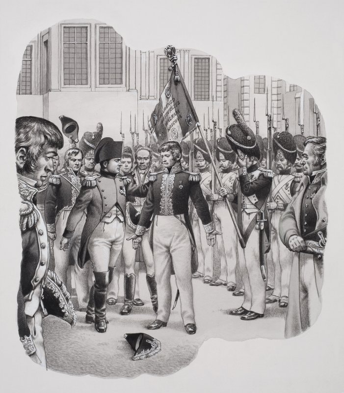 Napoleon on the Way to Exile by Pat (1907-95) Nicolle