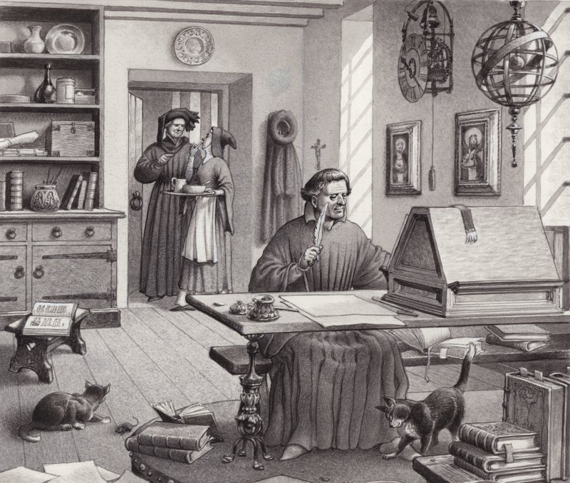 Cosimo Medici sitting in his home in Florence by Pat (1907 95) Nicolle