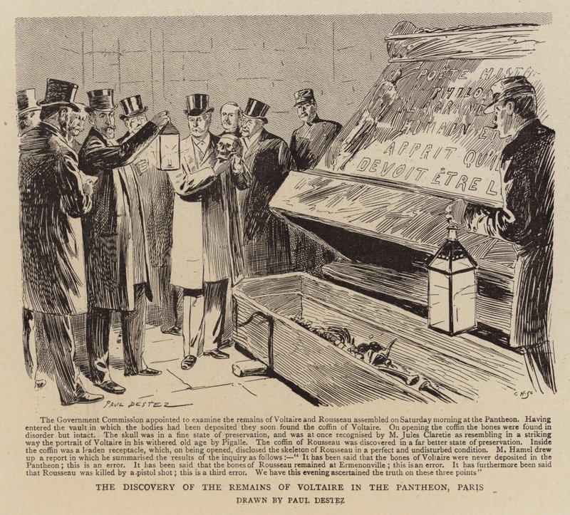 The Discovery of the Remains of Voltaire in the Pantheon, Paris by Paul Destez