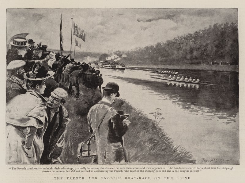 The French and English Boat-Race on the Seine by Paul Destez