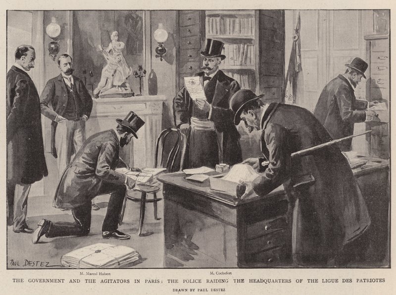 The Government and the Agitators in Paris, the Police raiding the Headquarters of the Ligue des Patriotes by Paul Destez