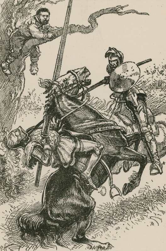 The Knight of the Mirrors was Hurried, in Spite of Himself, Over His Horse