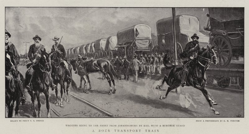 A Boer Transport Train by Percy F.S. Spence