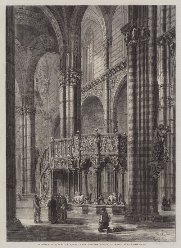 Interior of Sienna Cathedral, the Octagon Pulpit of White Marble by Percy Macquoid