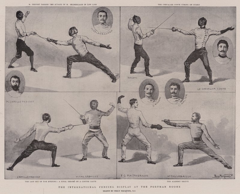 The International Fencing Display at the Portman Rooms by Percy Macquoid