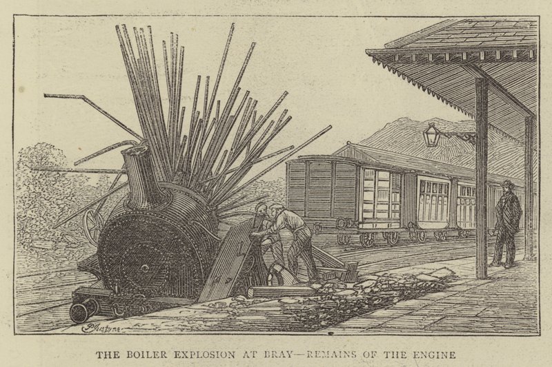 The Boiler Explosion at Bray, Remains of the Engine by Percy William Justyne