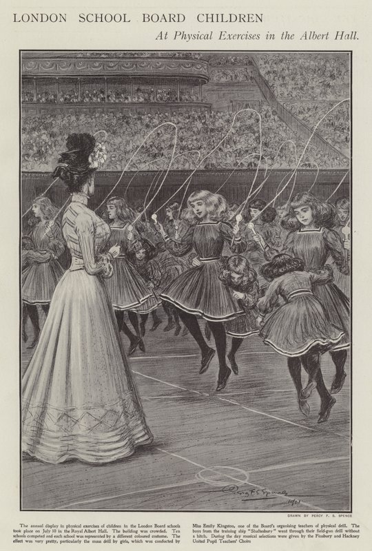 London School Board children at physical exercises in the Albert Hall by Percy F.S. (after) Spence